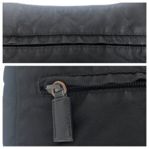 Prada Tessuto triangular logo plate black nylon shoulder bag - Picture 4 of 10